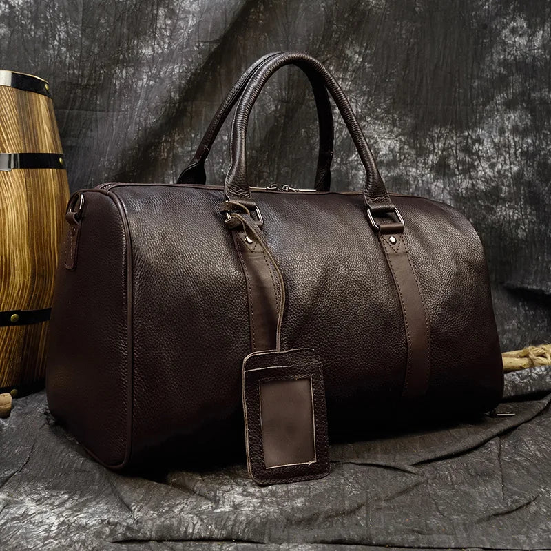 Luxe lederen handbagage en schouder reistas