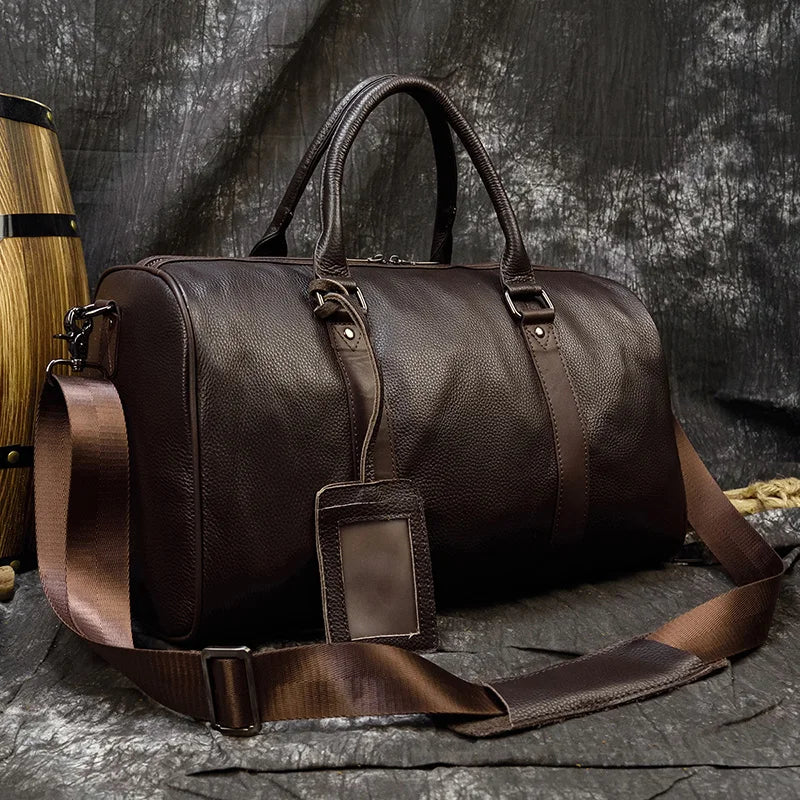 Luxe lederen handbagage en schouder reistas