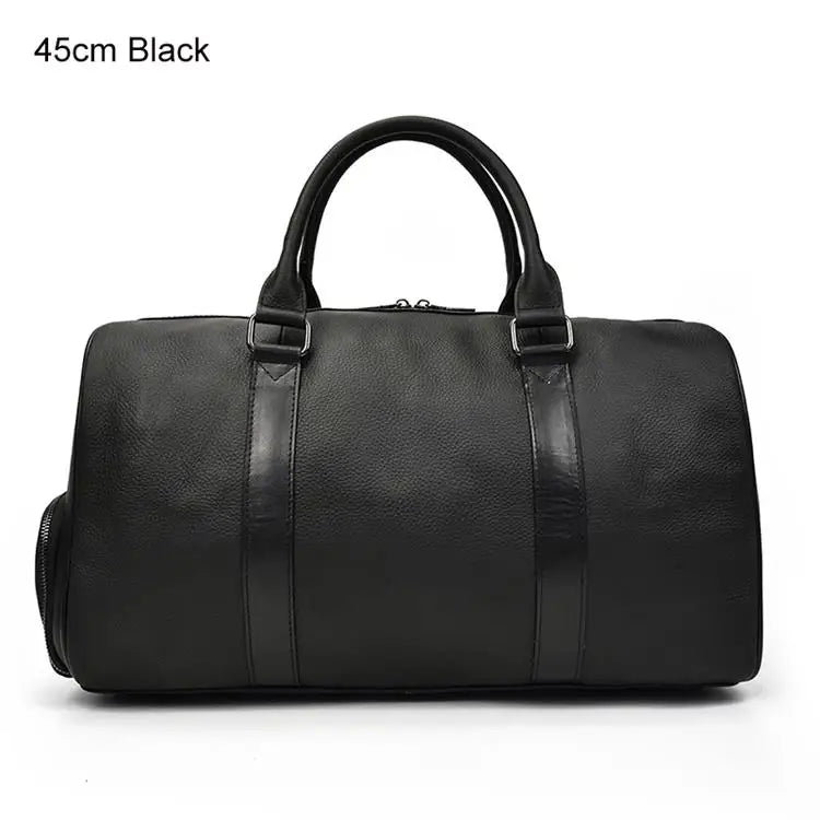 Luxe lederen handbagage en schouder reistas