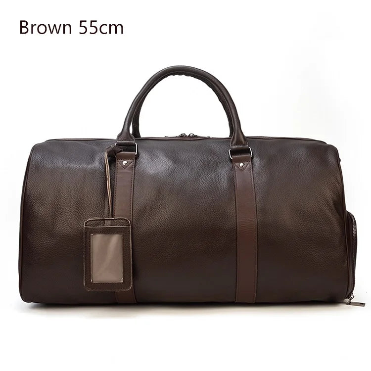Luxe lederen handbagage en schouder reistas