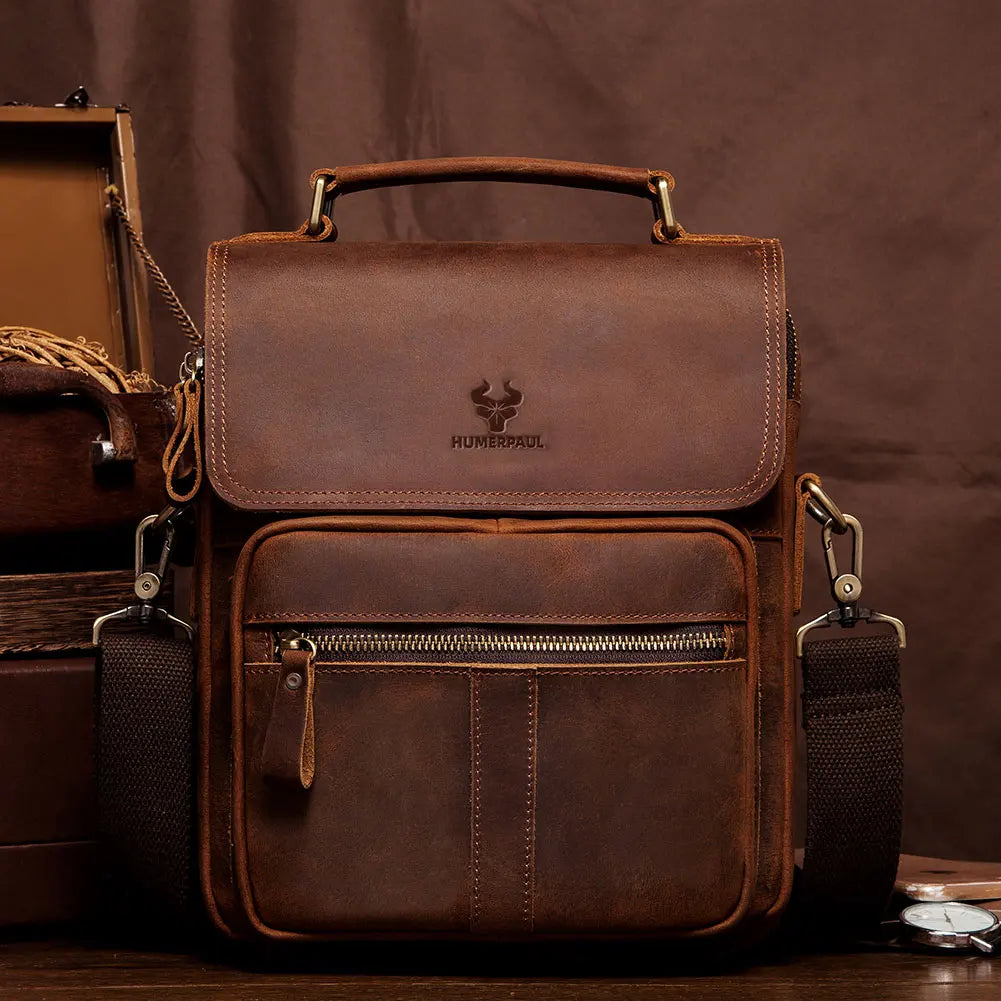 Luxe lderen heren schoudertas