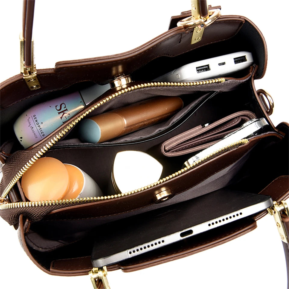 Luxe trendy PU lederen hand en schoudertas