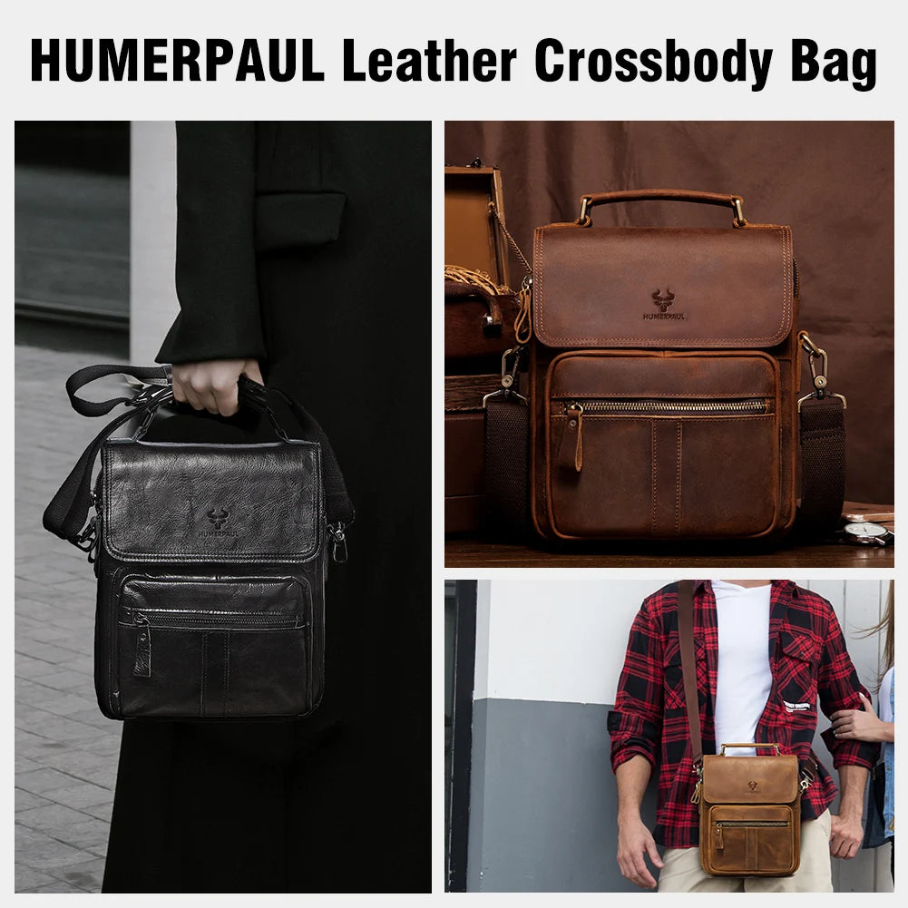Luxe lderen heren schoudertas