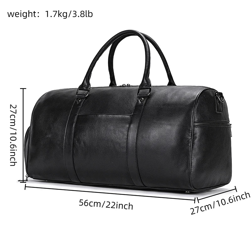 Luxe lederen handbagage en schouder reistas