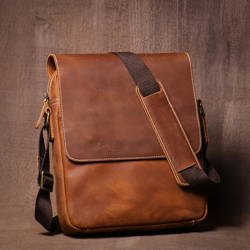 Vintage Lederen Heren Schoudertas