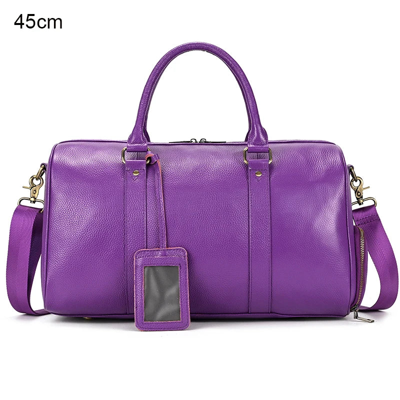 Luxe lederen handbagage en schouder reistas