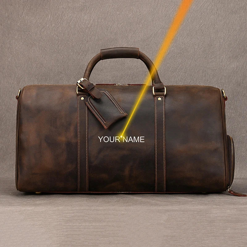 Luxe lederen handbagage en schouder reistas