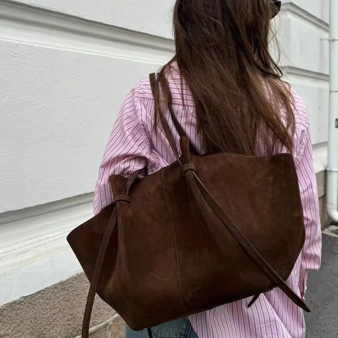 luxe suede designer hand en schoudertas