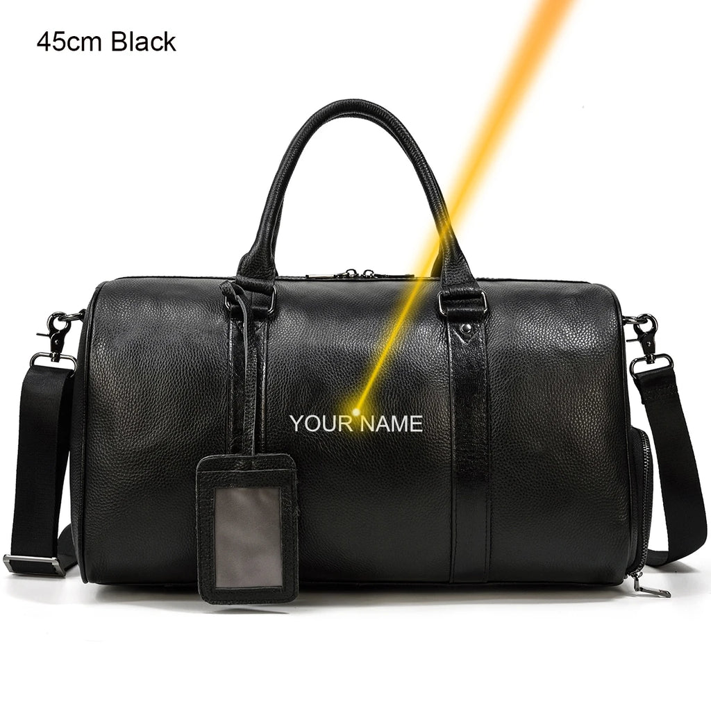 Luxe lederen handbagage en schouder reistas