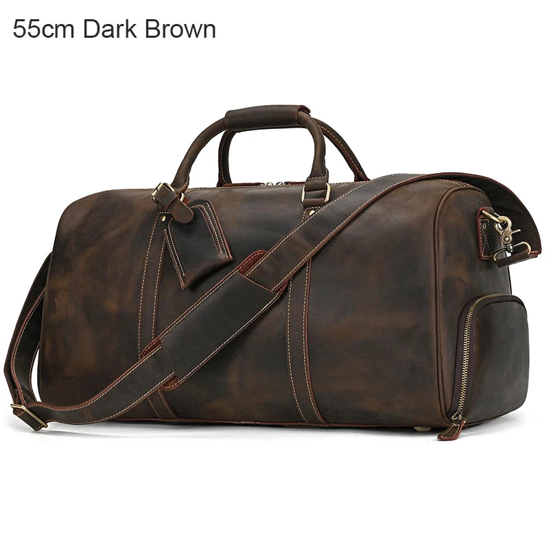 Luxe lederen handbagage en schouder reistas